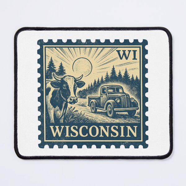 Item preview, Wisconsin Vintage Stamp Design designed and sold by Automotive Art by Greg.