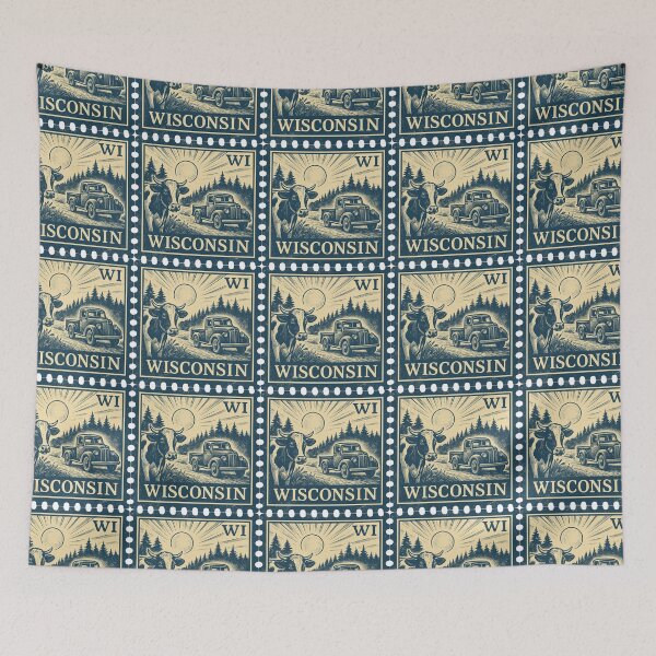 Item preview, Wisconsin Vintage Stamp Design designed and sold by Automotive Art by Greg.