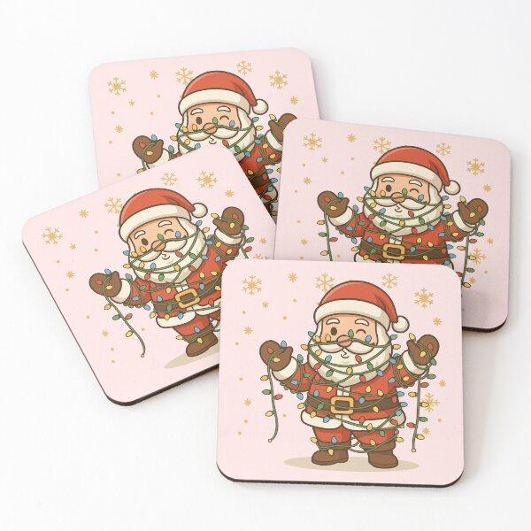 Item preview, Cute Christmas Santa Wrapped in Lights Illustration designed and sold by graphicnew.