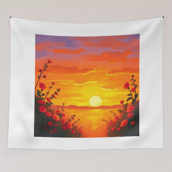 Item preview, Impressionistic Sunset with Blooming Garden designed and sold by sharon1210.