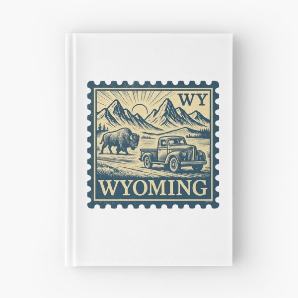 Item preview, Wyoming Vintage Stamp Design - Bison & Backroads designed and sold by Automotive Art by Greg.