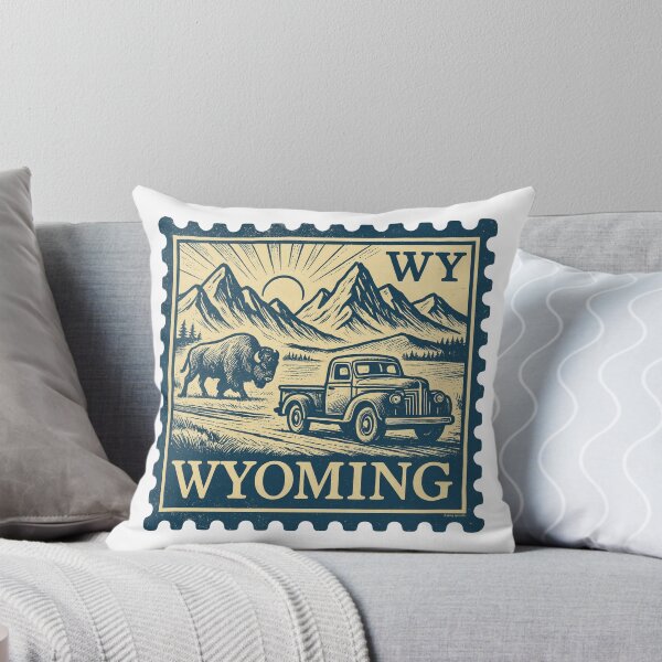Item preview, Wyoming Vintage Stamp Design - Bison & Backroads designed and sold by Automotive Art by Greg.