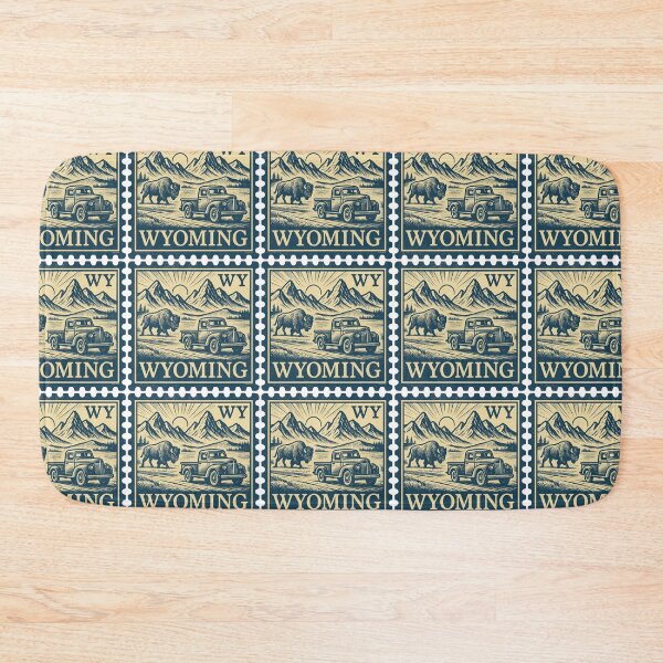 Item preview, Wyoming Vintage Stamp Design - Bison & Backroads designed and sold by Automotive Art by Greg.