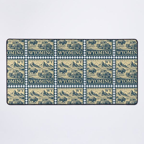 Item preview, Wyoming Vintage Stamp Design - Bison & Backroads designed and sold by Automotive Art by Greg.