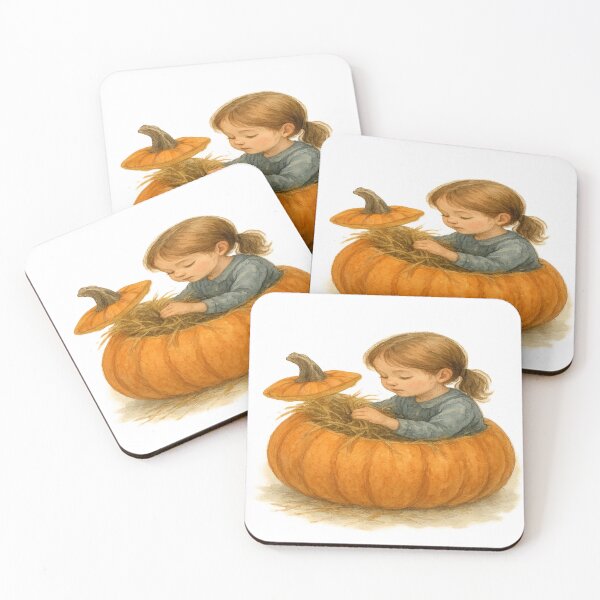 Item preview, A young girl posing on bales of hay at a pumpkin patch designed and sold by PWDigitalArt.
