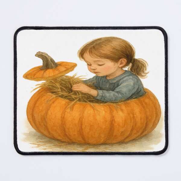Item preview, A young girl posing on bales of hay at a pumpkin patch designed and sold by PWDigitalArt.