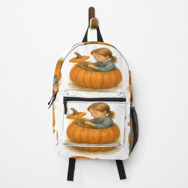 Item preview, A young girl posing on bales of hay at a pumpkin patch designed and sold by PWDigitalArt.