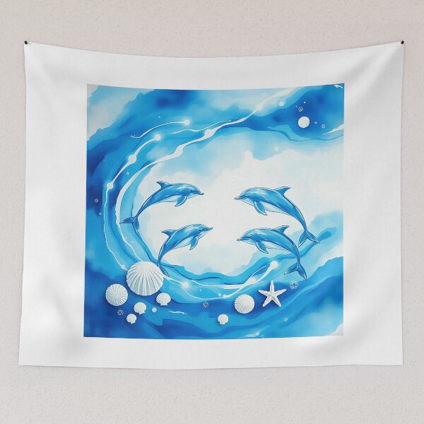 Item preview, Ocean Scene with Dolphins in Watercolor designed and sold by sharon1210.