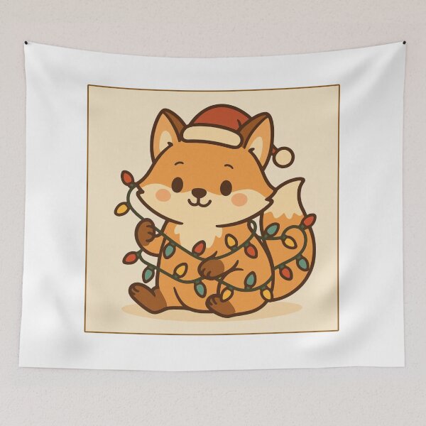 Item preview, Cute Christmas Fox with Holiday Lights – Kawaii Winter Animal Illustration designed and sold by konthai.familyart.