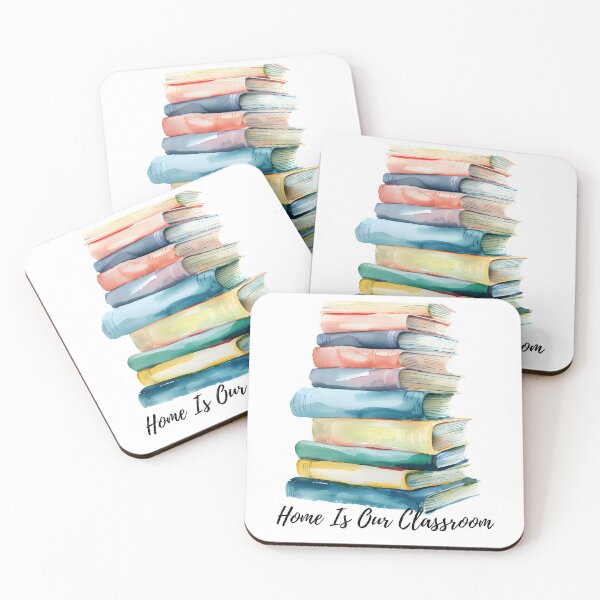 Item preview, Home Is Our Classroom – Pastel Book Stack Design designed and sold by QuistMudPies.