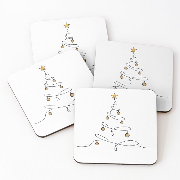 Item preview, Minimalist Christmas Tree Line Art – Elegant Gold Ornament Holiday Design for Cards, Stickers, and Modern Decor designed and sold by CosmoPixelArts.