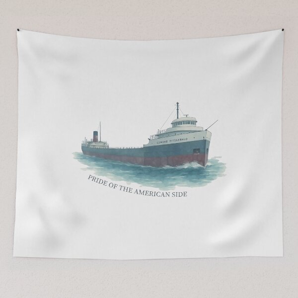 Item preview, Edmund Fitzgerald Never Forget Nov 10th 1975 Great Lakes Ship Pride Of The American Side designed and sold by jimfarrepo.