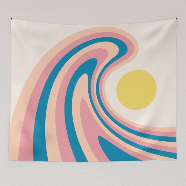 Item preview, Retro Modern Wave Sun Abstract in Peach Dusty Rose Blue designed and sold by nineFlorals.
