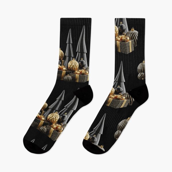 Item preview, Luxury Black and Gold Christmas Scene – Elegant Modern Holiday Decor with Sleek Tree and Gift Box designed and sold by PixelVibe782.