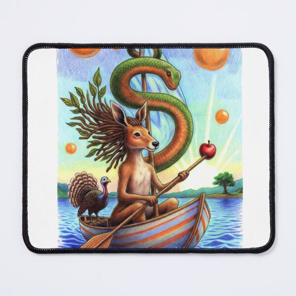 Item preview, Sailing Eve Kangaroo Goddess - Surreal Australian Lagoon Adventure Sticker designed and sold by GeniePixel.