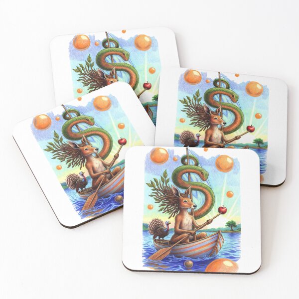 Item preview, Sailing Eve Kangaroo Goddess - Surreal Australian Lagoon Adventure Sticker designed and sold by GeniePixel.