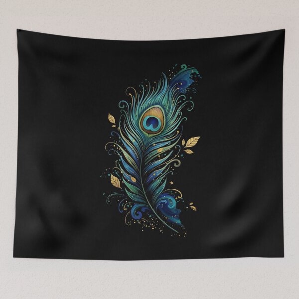 Item preview, Golden Elegance: Luxurious Peacock Feather Art by ZEORRN | Black & Gold Luxury Aesthetic designed and sold by ZEORRNHouse.