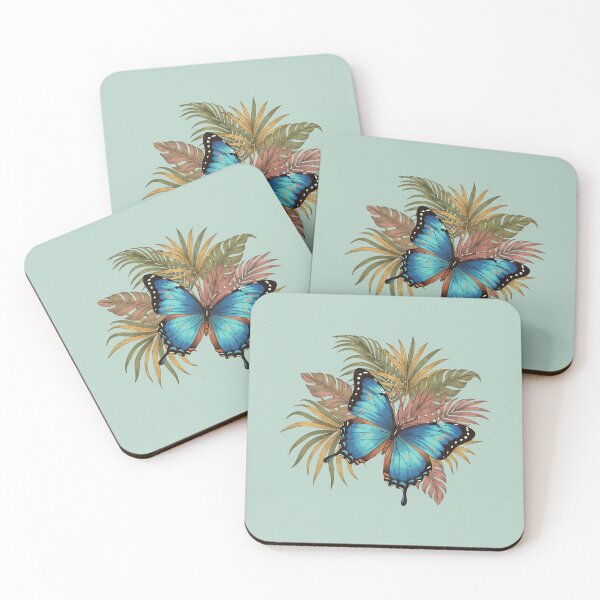Item preview, Blue Morpho Butterfly with Jungle Palms designed and sold by BirdsnStuff.