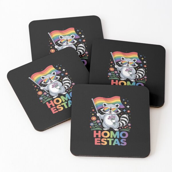 Aperçu de l'œuvre Homo Estas Espagnol Mexicain Raton laveur Arc-en-ciel Fierté LGBTQ Allié créée et vendue par khorbiasieno.