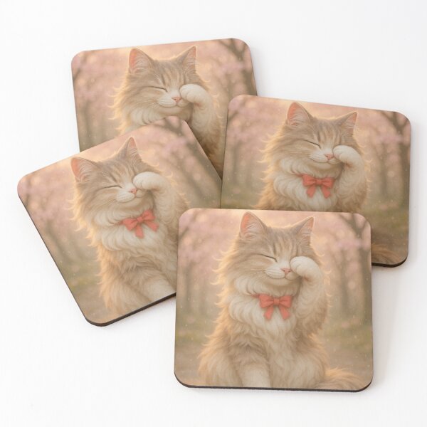 Item preview,  Blushing Cat Under Cherry Blossoms ?? designed and sold by YumiStories Shop.