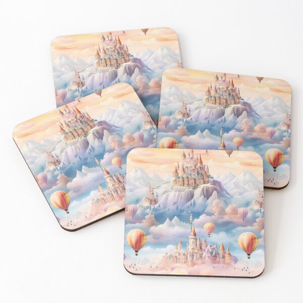 Item preview, Pastel-colored fairytale castle pattern with a fantasy winter landscape designed and sold by GabbyKI261.