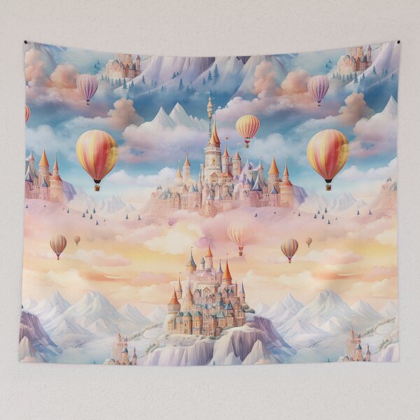 Item preview, Pastel-colored fairytale castle pattern with a fantasy winter landscape designed and sold by GabbyKI261.
