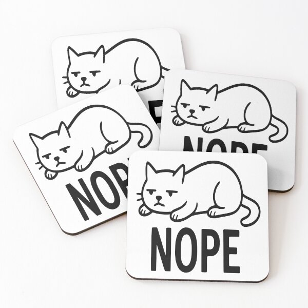 Item preview, Nope Cat Meme – Cute Line Art – Funny Lazy Cartoon Design  designed and sold by lemonfishing.