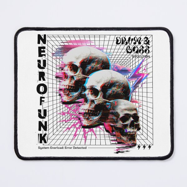 Item preview, NEUROFUNK  - Dnb 3 Skullz Glitch (White) designed and sold by Discothreadz.