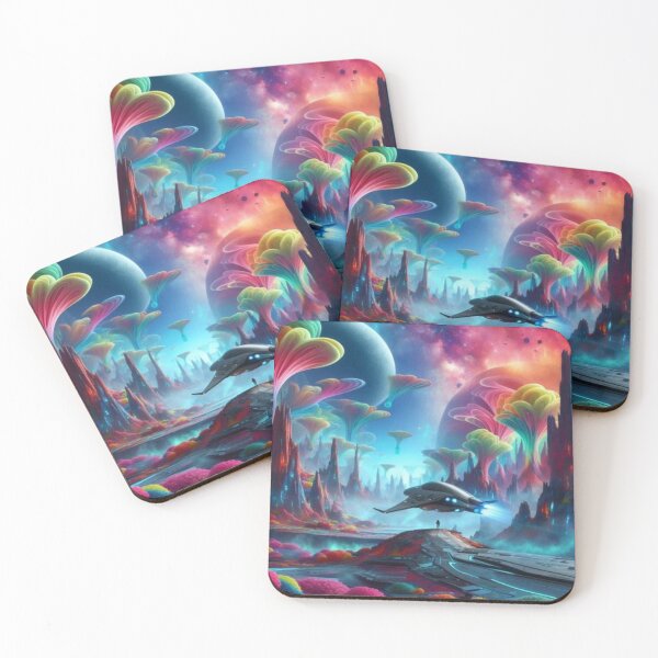 Item preview, A spaceship landing on an alien planet with strange, colorful landscapes. designed and sold by IrsathThaslima.