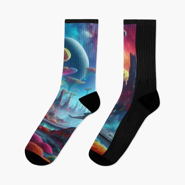 Item preview, A spaceship landing on an alien planet with strange, colorful landscapes. designed and sold by IrsathThaslima.