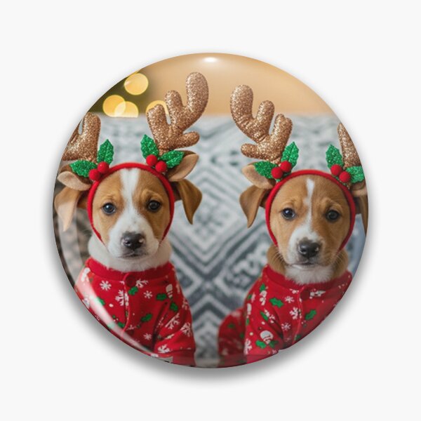 Item preview, Cozy Christmas Reindeer Puppies – Cute Holiday Scene with Festive Pajamas and Warm Lights designed and sold by PixelVibe782.