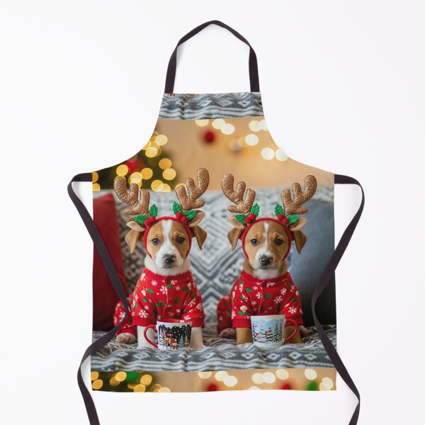Item preview, Cozy Christmas Reindeer Puppies – Cute Holiday Scene with Festive Pajamas and Warm Lights designed and sold by PixelVibe782.