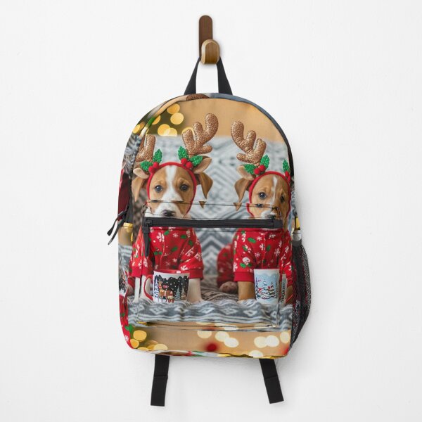 Item preview, Cozy Christmas Reindeer Puppies – Cute Holiday Scene with Festive Pajamas and Warm Lights designed and sold by PixelVibe782.