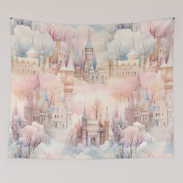 Item preview, Winter pastel landscape with romantic castles designed and sold by GabbyKI261.