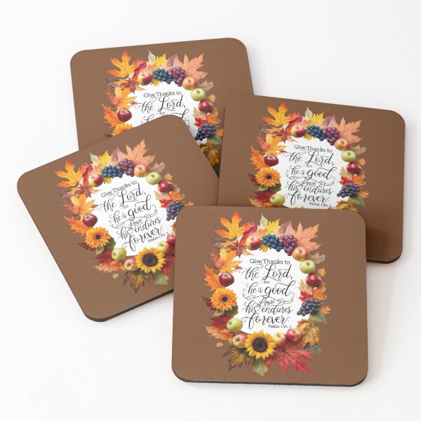 Item preview, Give Thanks to the Lord for He Is Good | Autumn Christian Bible Verse Design with Fruits and Leaves designed and sold by NoviaRobert.