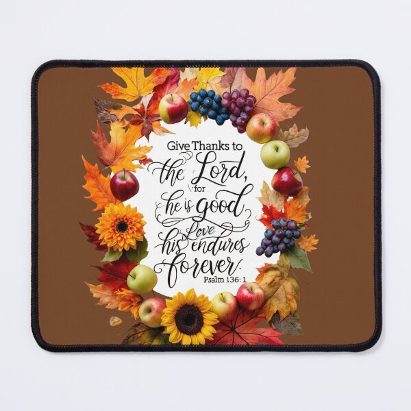 Item preview, Give Thanks to the Lord for He Is Good | Autumn Christian Bible Verse Design with Fruits and Leaves designed and sold by NoviaRobert.