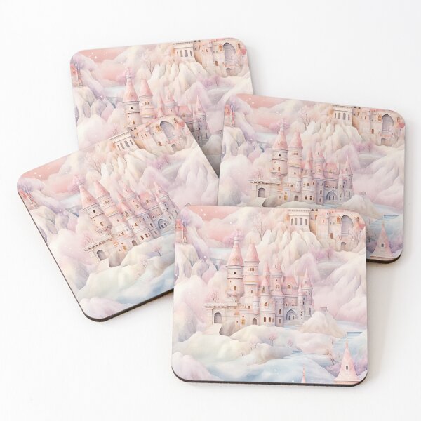 Item preview, Delicate pastel fantasy landscape with fairytale castles designed and sold by GabbyKI261.