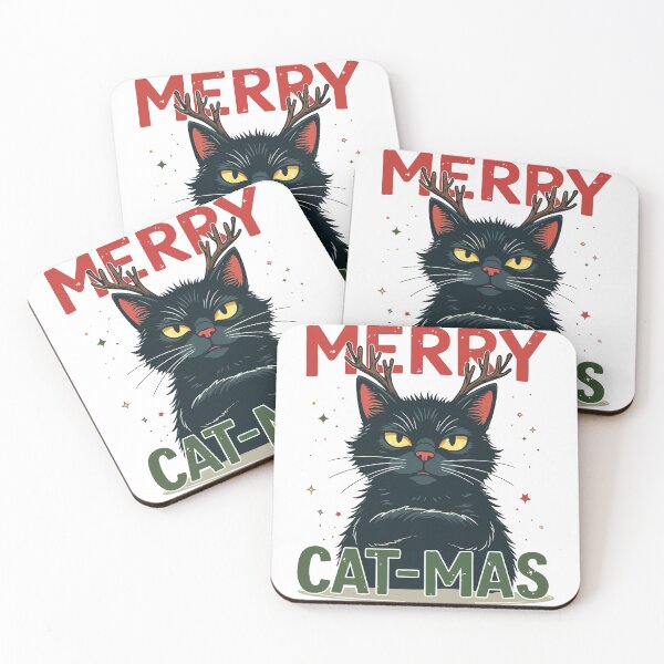 Item preview, MERRY CAT-MAS - Icelandic Yule Cat (Jólakötturinn) with Antlers Graphic designed and sold by Design-Pro-21.
