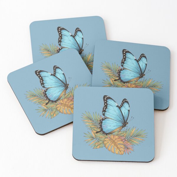 Item preview, Tropical Blue Morpho Butterfly and Palms designed and sold by BirdsnStuff.