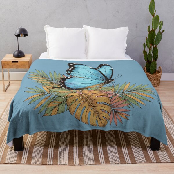 Item preview, Tropical Blue Morpho Butterfly and Palms designed and sold by BirdsnStuff.
