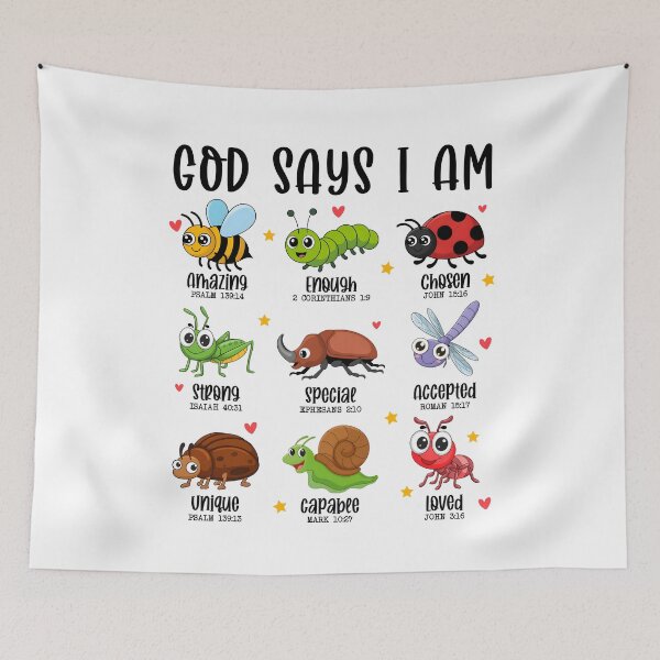 Item preview, God Says I Am Christian Kids Bug Hunter Hunting Bugs designed and sold by KarimSoCute.