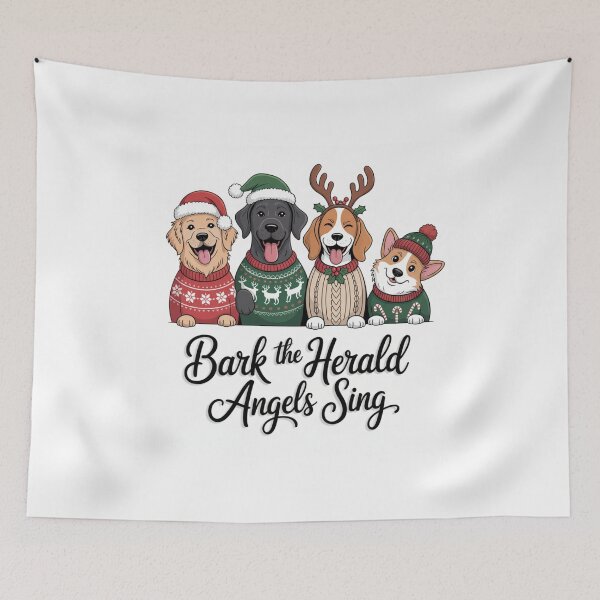 Item preview, Christmas Dog Illustration – Cute Holiday Puppies in Sweaters and Santa Hats designed and sold by infocart.
