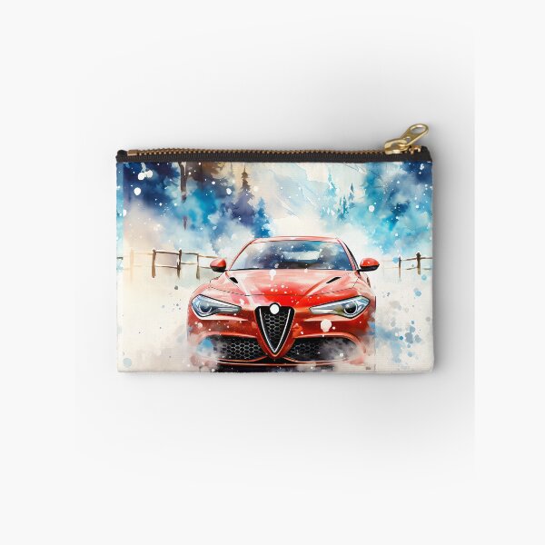 Item preview, Red Sports Sedan Charges Through Winter Forest Landscape designed and sold by RevUpDesign.