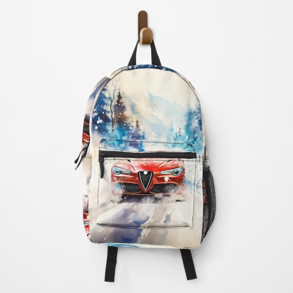 Item preview, Red Sports Sedan Charges Through Winter Forest Landscape designed and sold by RevUpDesign.