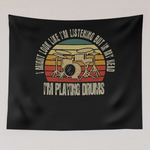 Item preview, Retro Drummer T-Shirt – I’m Playing Drums Quote designed and sold by LarryMBrown.