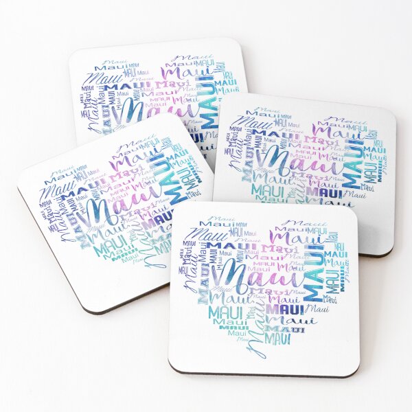 Item preview, Maui – Watercolor Word Art Heart Hawaii Typography Design designed and sold by juniaheneili.