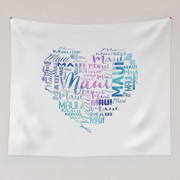 Item preview, Maui – Watercolor Word Art Heart Hawaii Typography Design designed and sold by juniaheneili.