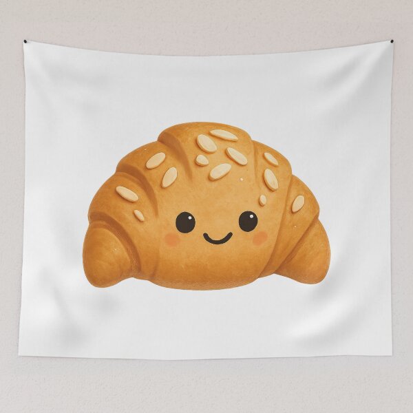 Item preview, Cute  Almond Croissant | Kawaii Fun Bakery Pastry Art designed and sold by Moons Studio.