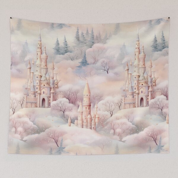 Item preview, Pastel winter magic with castles and snowy landscapes designed and sold by GabbyKI261.
