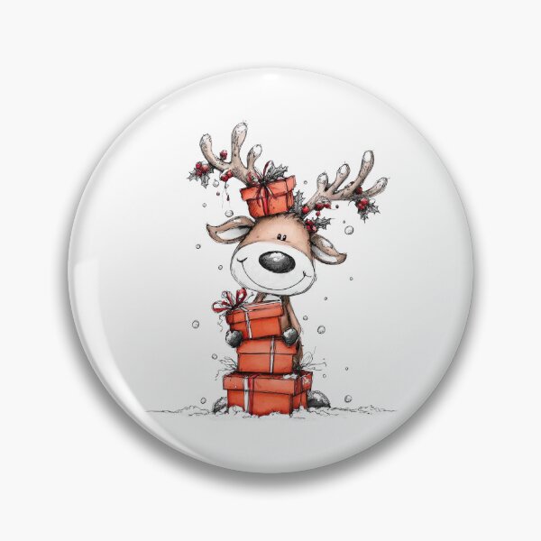 Item preview, Reindeer With Holly Antlers & Stacked Red Parcels designed and sold by QuietBloom80.